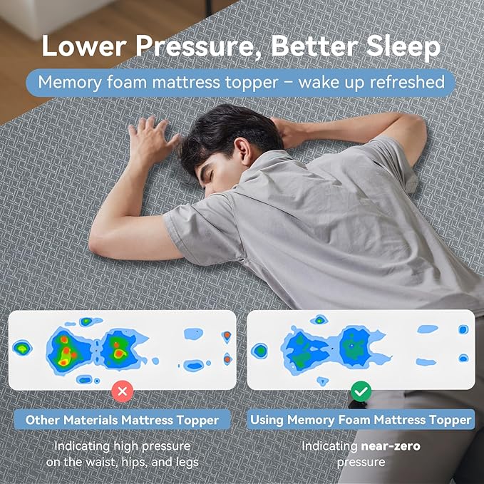 Memory Foam Cooling Mattress Topper - Queen