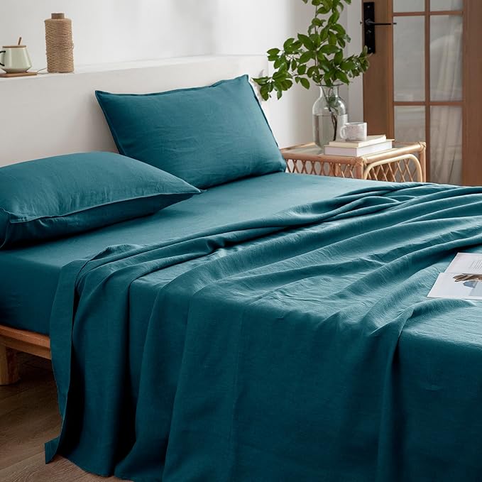 Linen Bed Sheet Set - Queen - 4 Piece