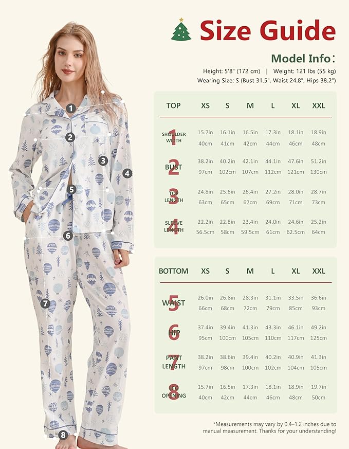 Women's 100% Cotton Pajama Set - Long Sleeve
