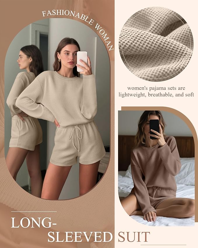 Women's Shorts Pajama Set - Long Sleeve - 2 Pack - 2 Piece