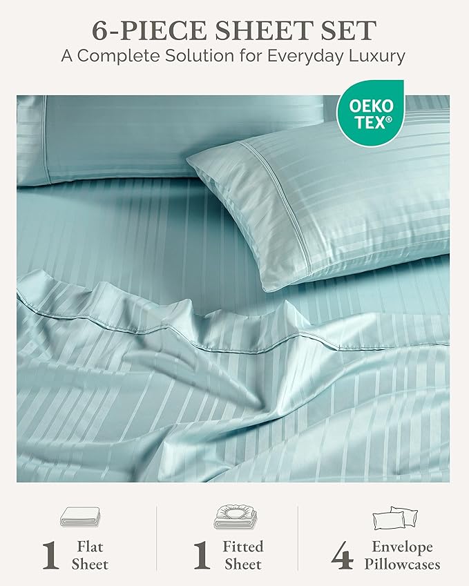 100% Cotton Bed Sheet Set - King - 6 Piece