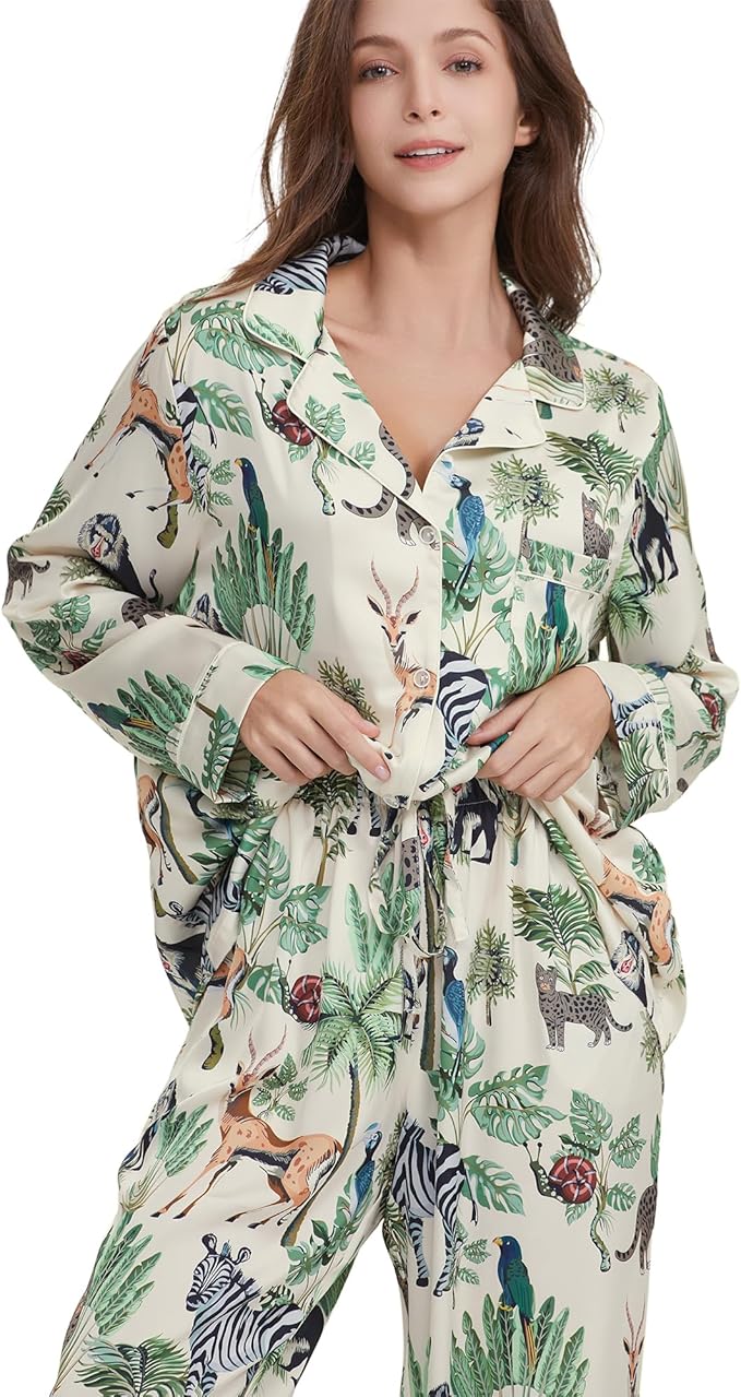 Satin Pajama Set - Long Sleeve - 2 Piece