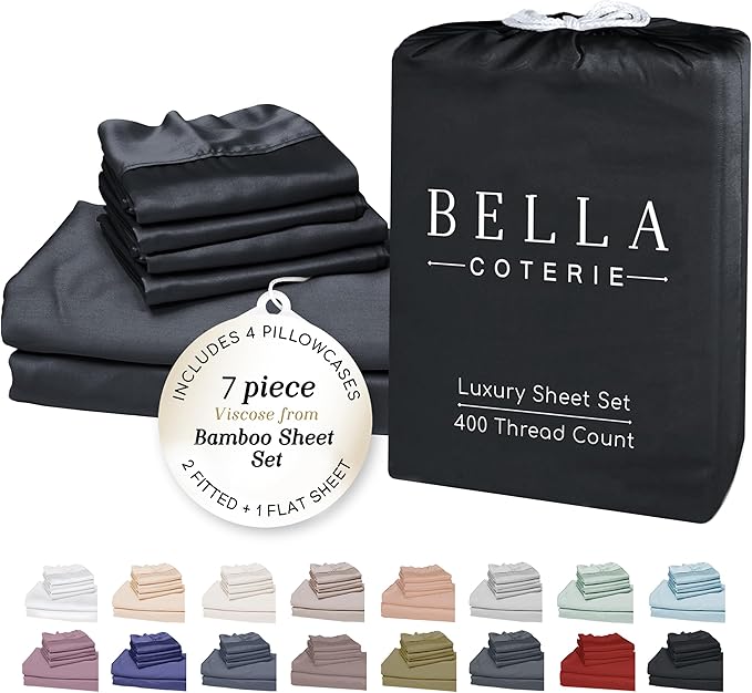 Bamboo Cooling Bed Sheet Set - Split King - 7 Piece