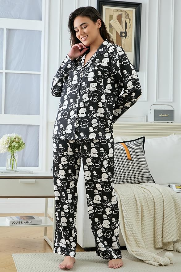 Satin Pajama Set - Long Sleeve - 2 Piece
