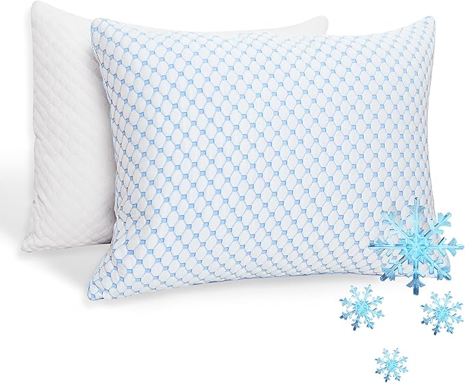 Memory Foam Cooling Bed Pillow - Queen - 2 Pack