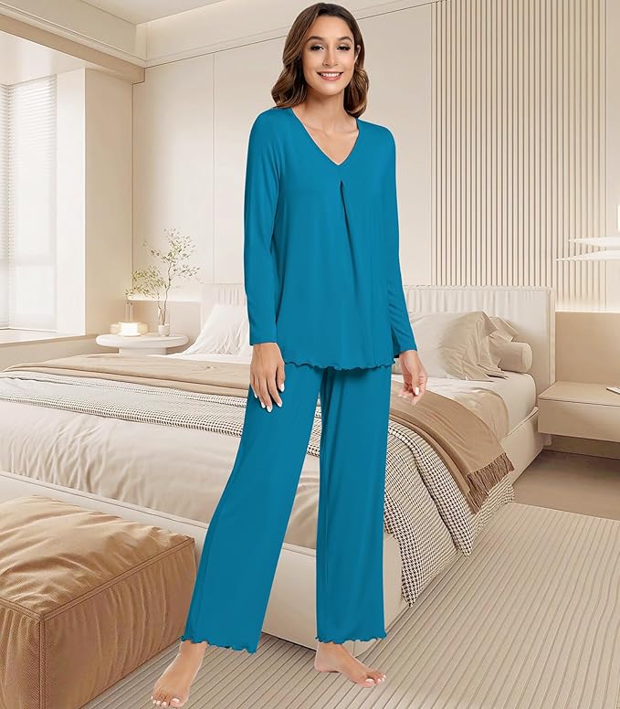 Women's Bamboo Pants Pajama Set - Long Sleeve - 2 Piece