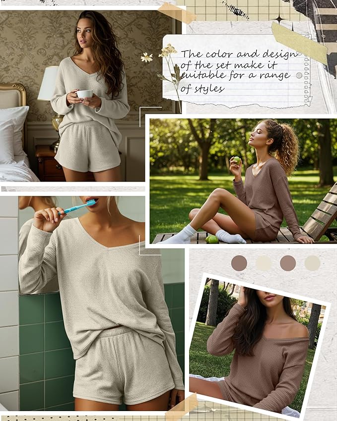 Women's Shorts Pajama Set - Long Sleeve - 2 Pack - 2 Piece