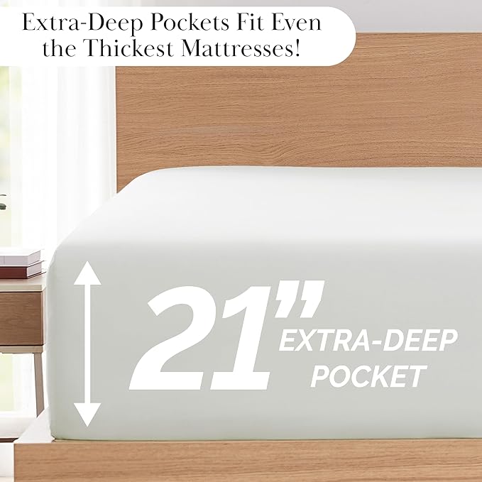 Microfiber Bed Sheet Set - King - 21 in Deep Pocket - 6 Piece