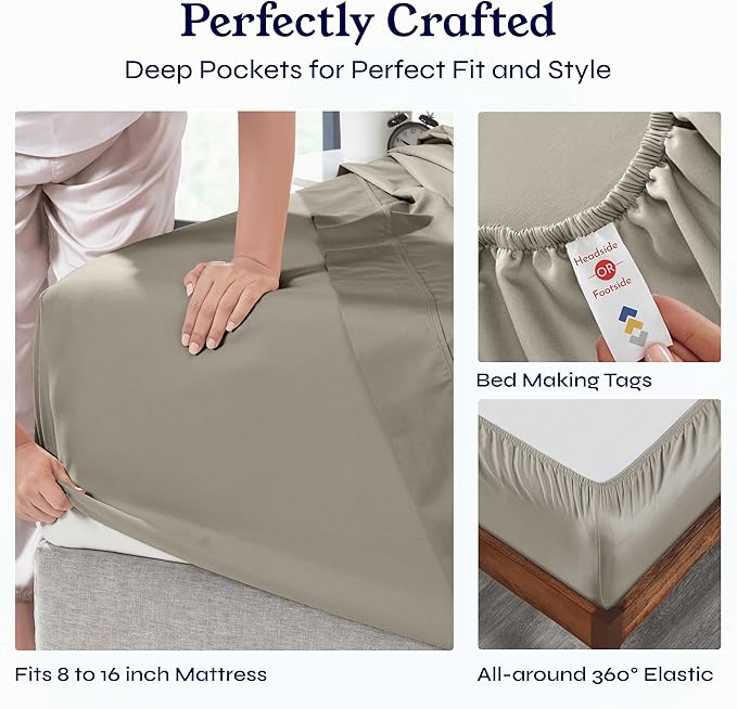 100% Cotton Bed Sheet Set - King - 4 Piece
