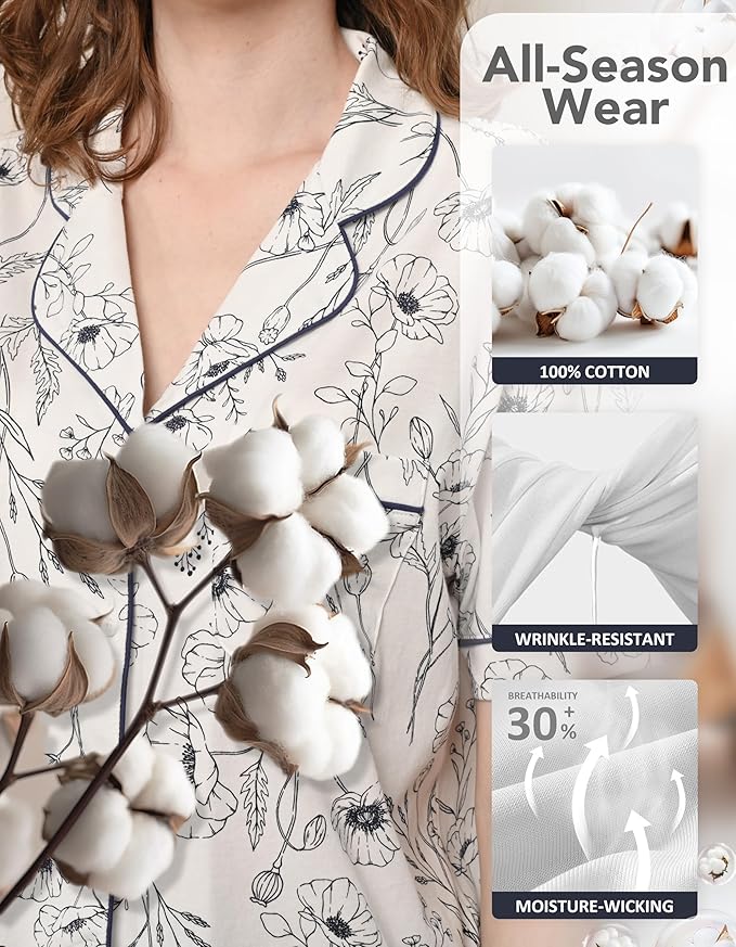 Women's 100% Cotton Pajama Set - 2 Piece