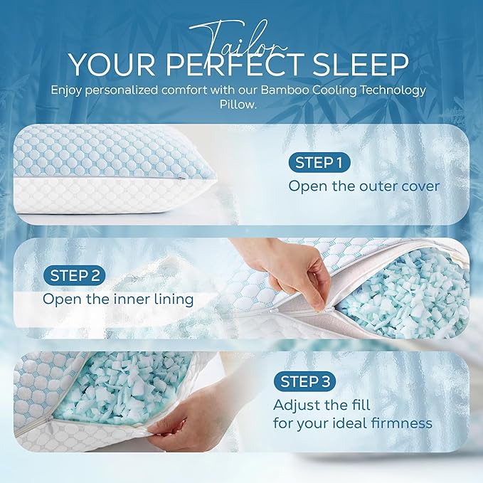 Bamboo Cooling Bed Pillow - Queen - 2 Pack
