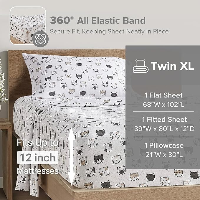 Flannel Bed Sheet Set - Twin XL - 3 Piece