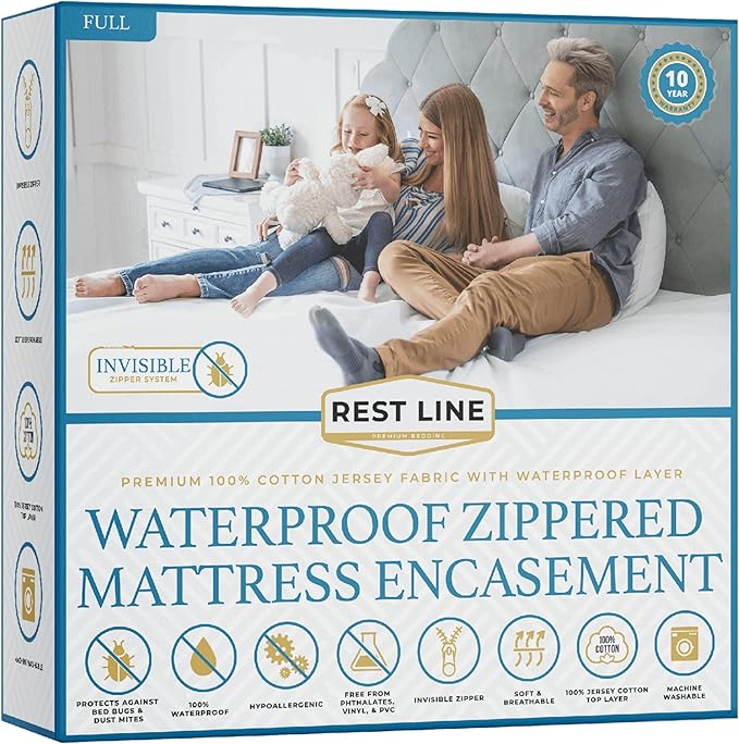 100% Cotton Waterproof Mattress Protector - Full