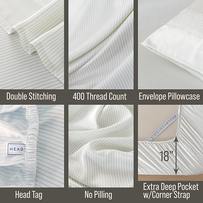 Bamboo Cooling Bed Sheet Set - King - 18 in Deep Pocket