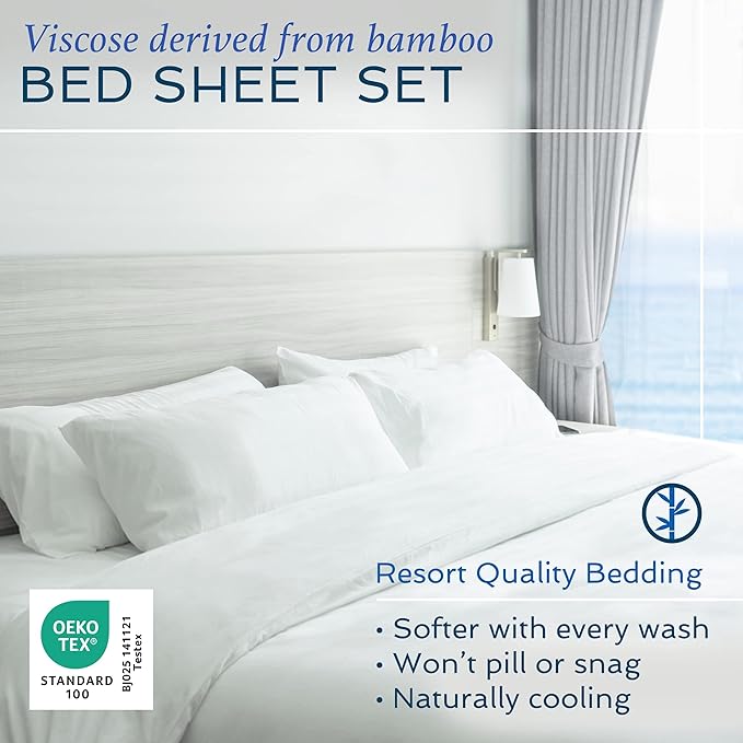Bamboo Cooling Bed Sheet Set - King - 4 Piece