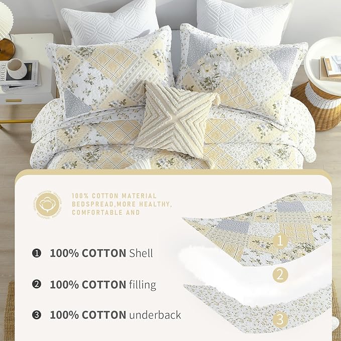 100% Cotton Bedding Set - California King - 3 Piece