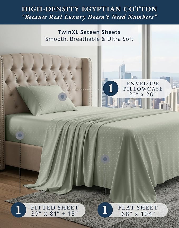 Linen Bed Sheet Set - Twin