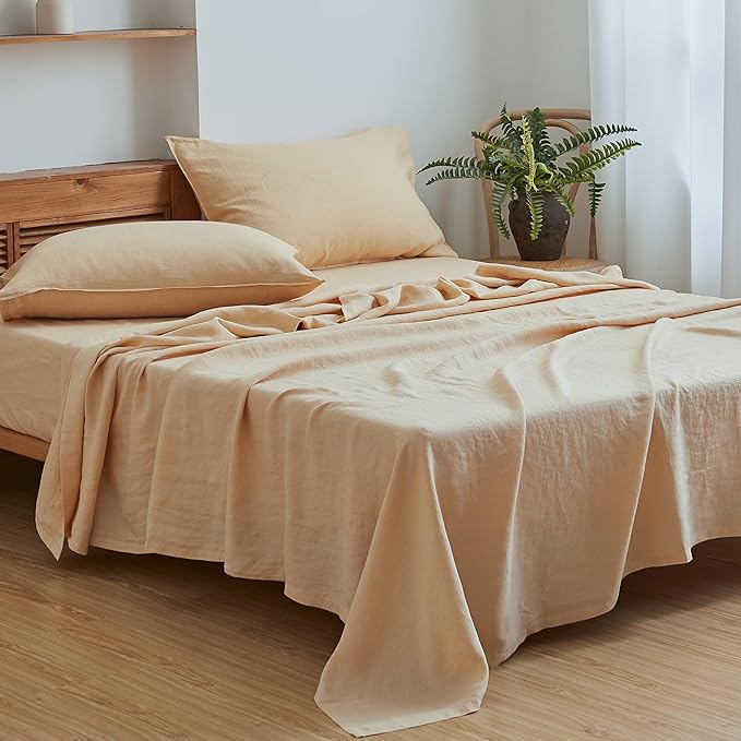 Linen Bed Sheet Set - California King - 4 Piece