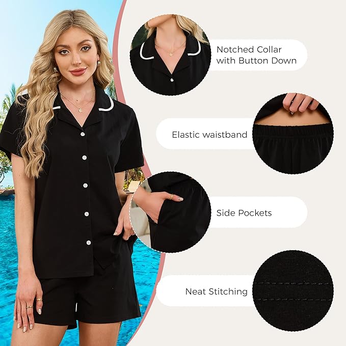 Women's Shorts Pajama Set - Short Sleeve - 2 Piece