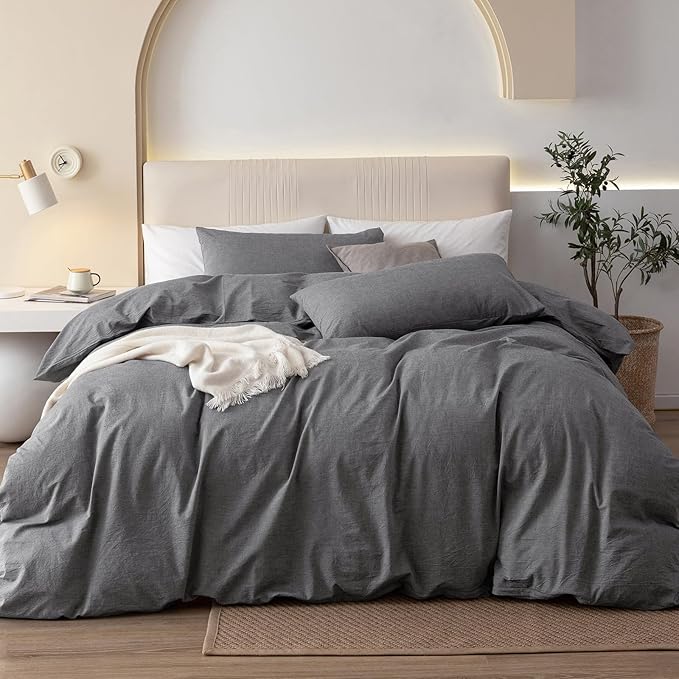 Linen Duvet Cover Set - King - 104 x 98 in - 3 Piece