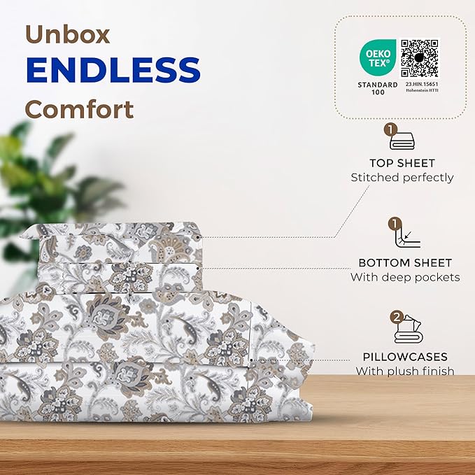 Cooling Bed Sheet Set - Full - 16 in Deep Pocket - 4 Piece