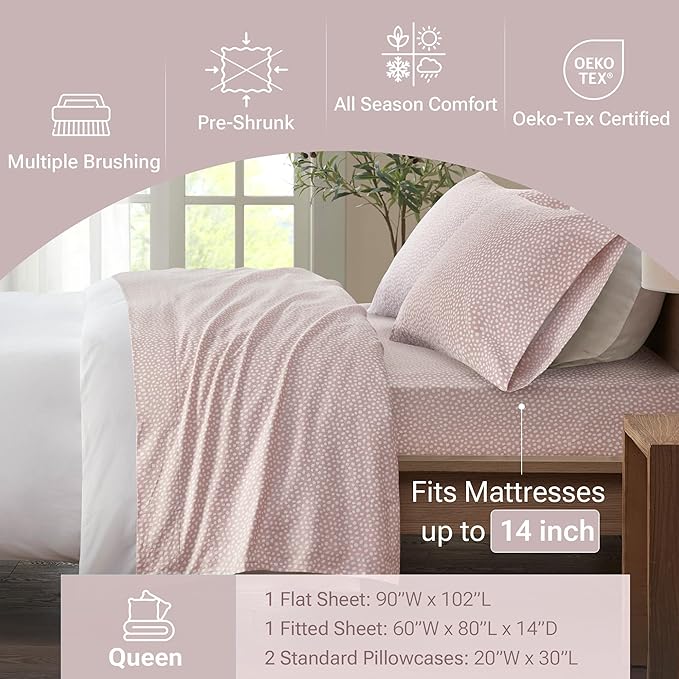 100% Cotton Bed Sheet Set - Queen - 4 Piece