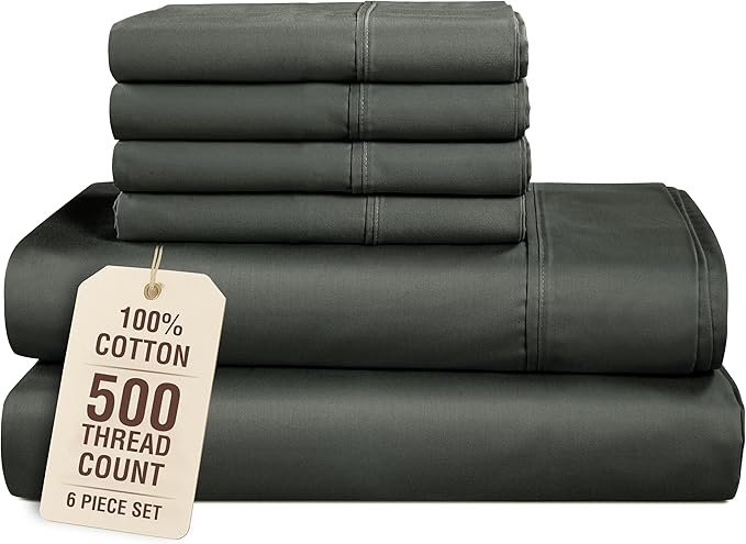 100% Cotton Bed Sheet Set - Queen - 15 in Deep Pocket - 6 Piece