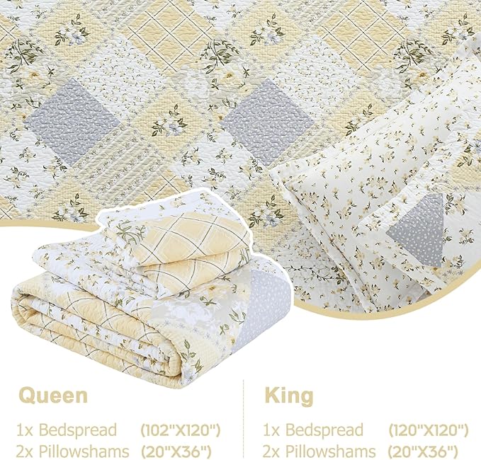 100% Cotton Bedding Set - California King - 3 Piece