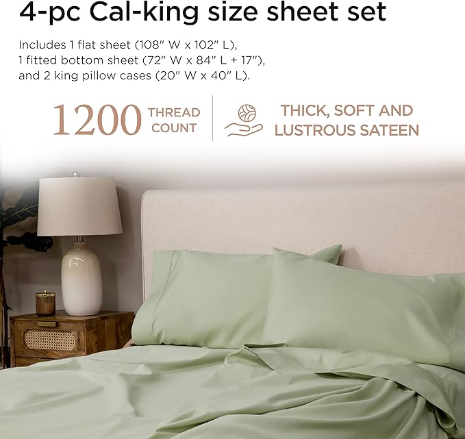100% Cotton Bed Sheet Set - King - 4 Piece