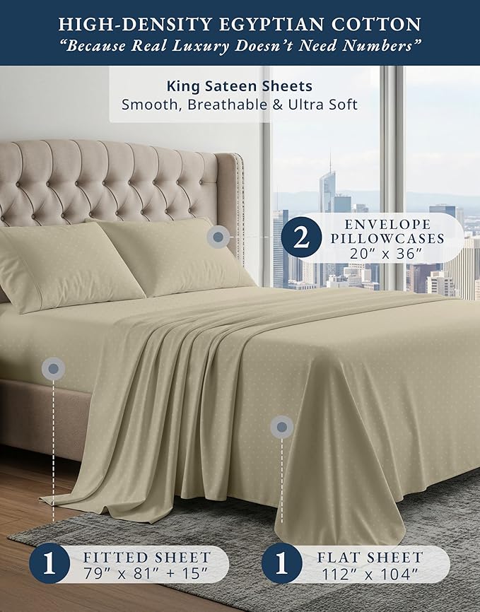 Linen Bed Sheet Set - King - 15 in Deep Pocket