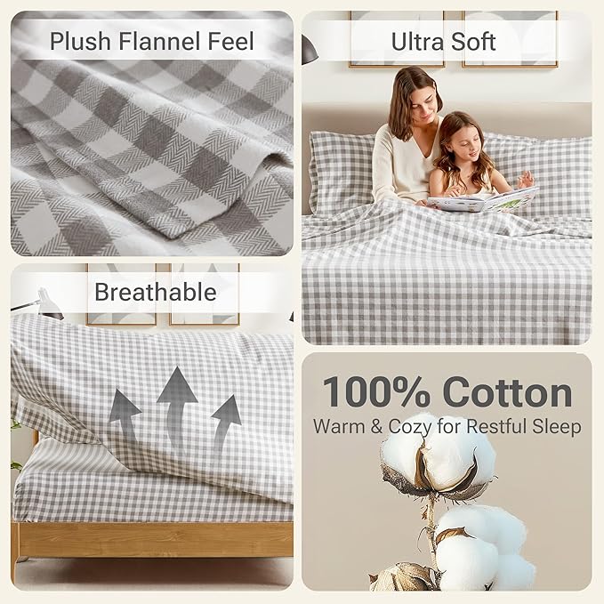 100% Cotton Bed Sheet Set - Queen - 4 Piece