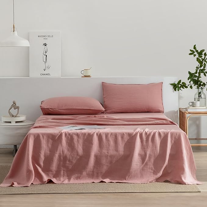 Linen Bed Sheet Set - California King - 4 Piece