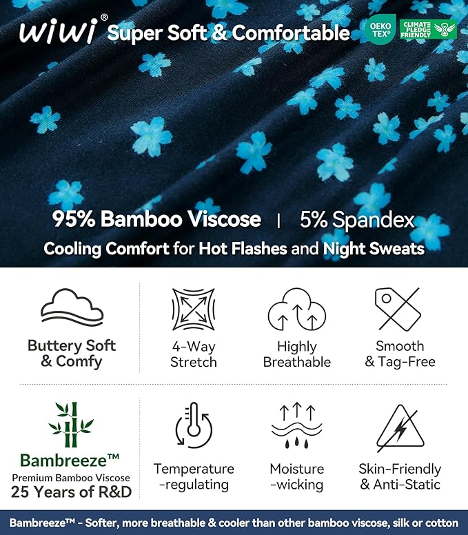 Women's Bamboo Cooling Pajama Set - Short Sleeve - 2 Piece