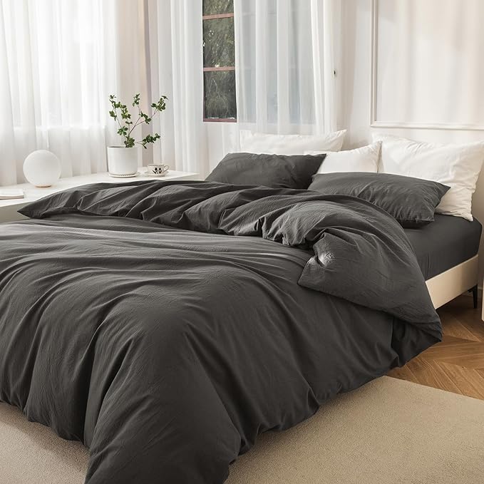 Linen Duvet Cover Set - Queen - 90 x 90 in - 3 Piece