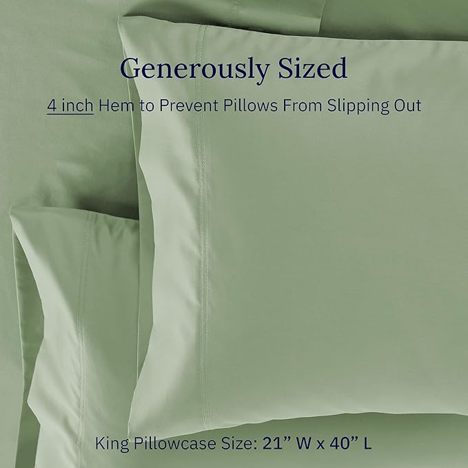 100% Cotton Pillowcase Set - King - 2 Piece