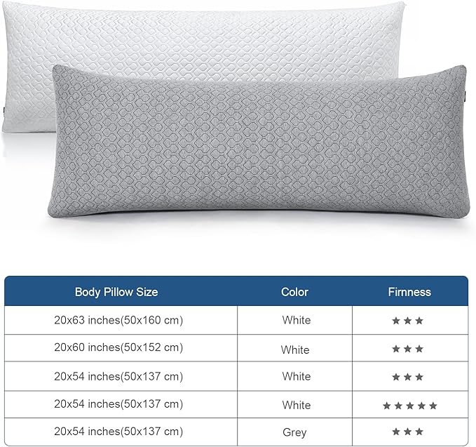Memory Foam Cooling Body Pillow - Full - 20 x 54 in