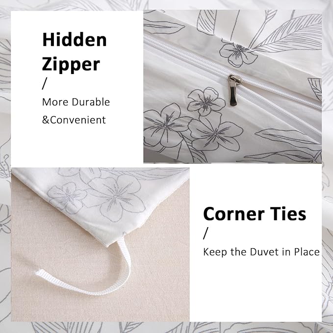 100% Cotton Duvet Cover Set - King - 3 Piece