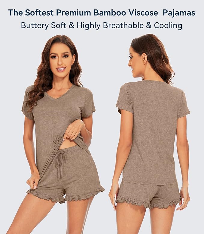 Bamboo Cooling Shorts Pajama Set - Short Sleeve - 2 Piece
