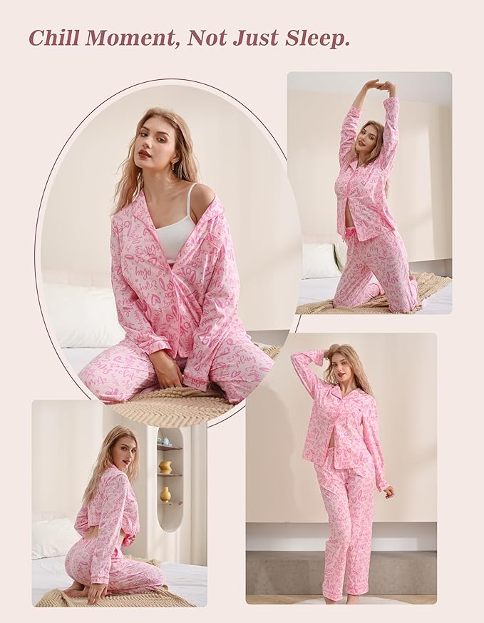 Women's 100% Cotton Pajama Set - Long Sleeve