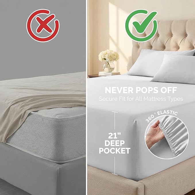 Microfiber Bed Sheet Set - King - 21 in Deep Pocket - 6 Piece