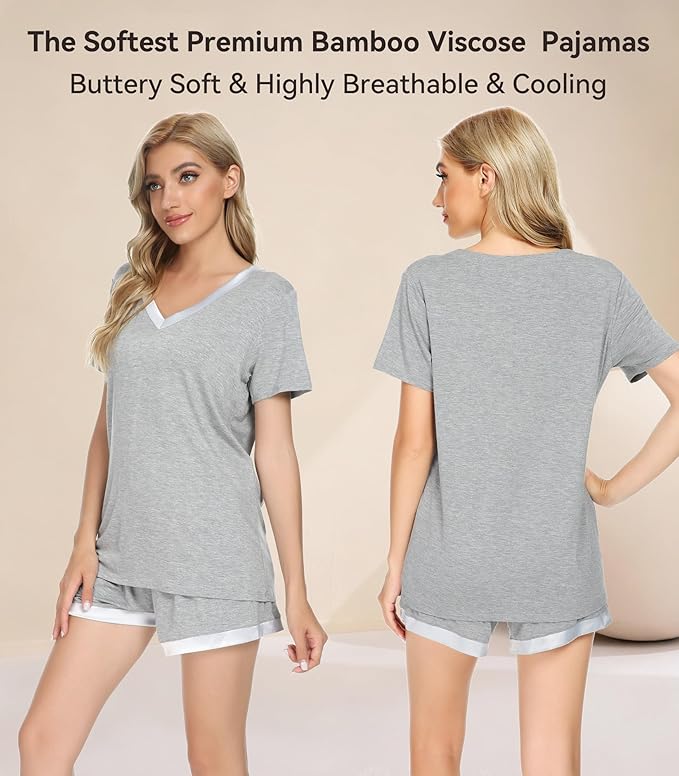 Women's Bamboo Cooling Pajama Set - Short Sleeve - 2 Piece