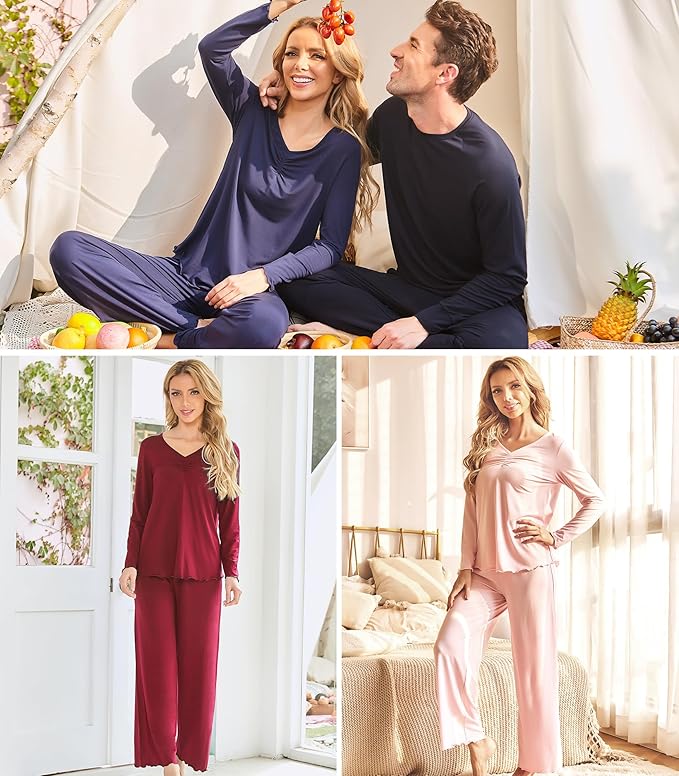 Women's Bamboo Pants Pajama Set - Long Sleeve - 2 Piece