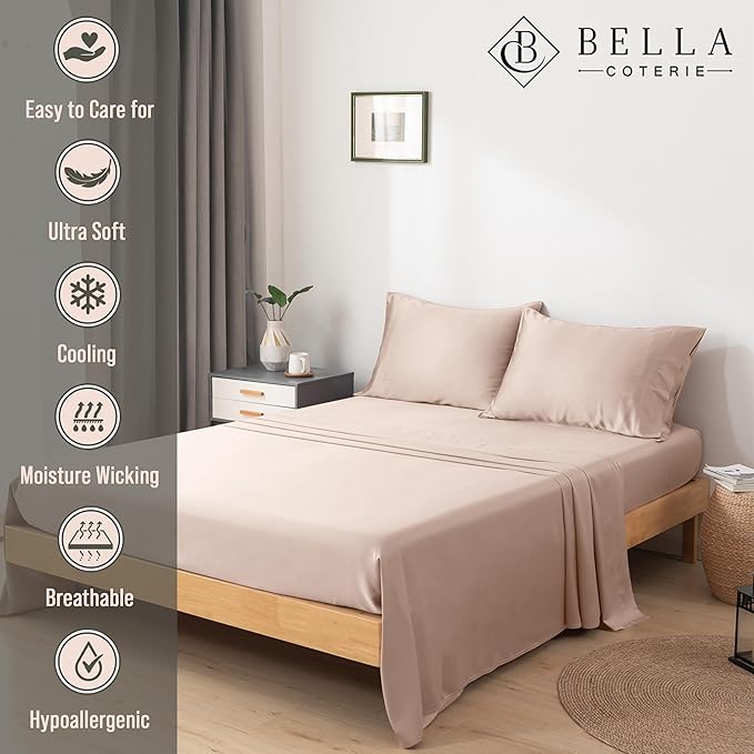 Bamboo Cooling Bed Sheet Set - King - 18 in Deep Pocket