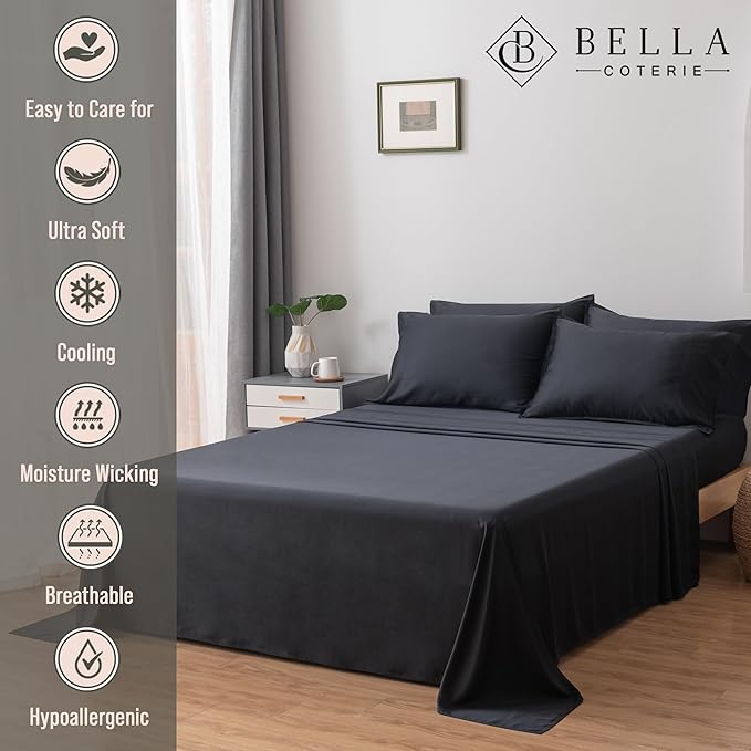 Bamboo Cooling Bed Sheet Set - King - 18 in Deep Pocket - 6 Piece