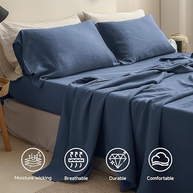 Linen Bed Sheet Set - Full - 4 Piece