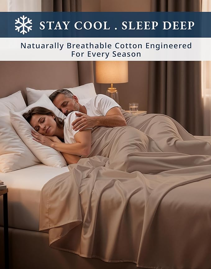 Linen Cooling Bed Sheet Set - King - 15 in Deep Pocket - 4 Piece