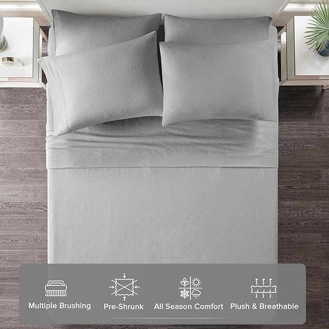 Flannel Bed Sheet Set - King - 4 Piece