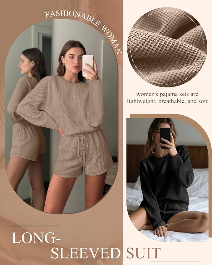 Women's Shorts Pajama Set - Long Sleeve - 2 Pack - 2 Piece