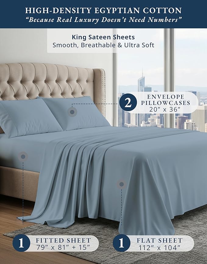 Bed Sheet Set - King - 15 in Deep Pocket