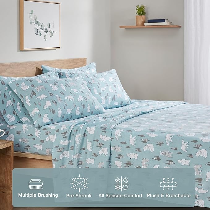Flannel Bed Sheet Set - Full - 4 Piece